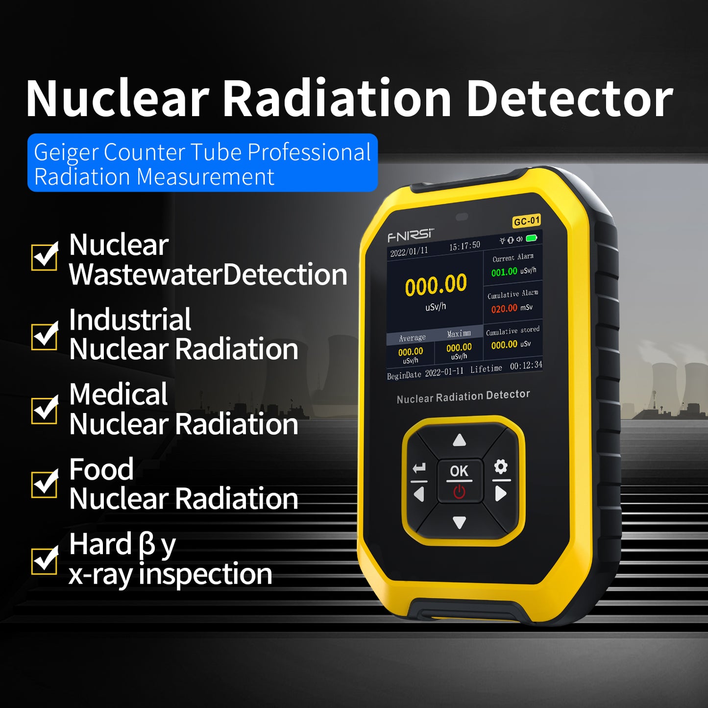 Nuclear Radiation Detector Professional Marble Radioactive Ray Ionization Personal Dose Alarm Instrument Geiger Counter